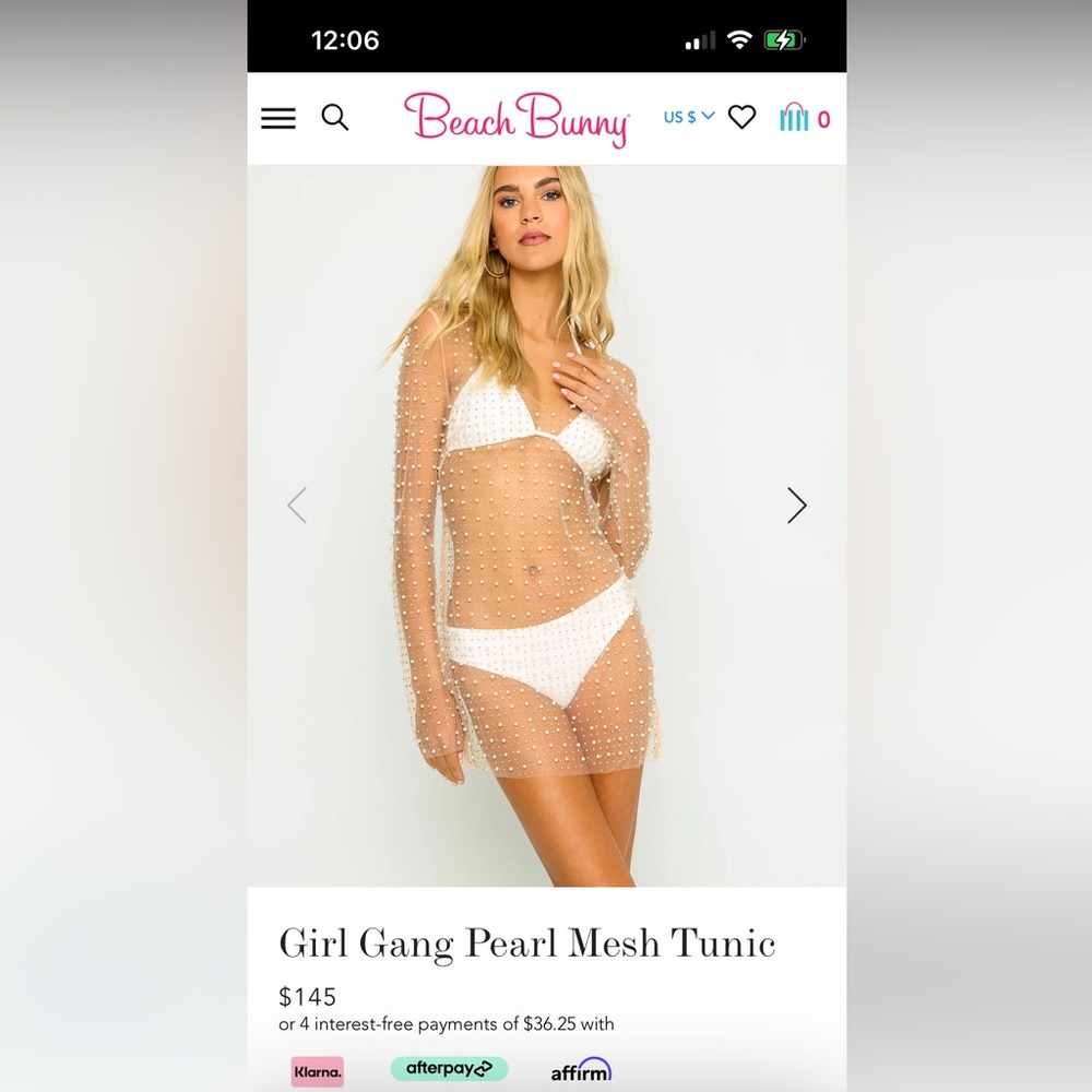 Beach Bunny Pearl Mesh Tunic